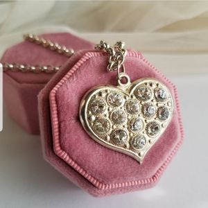 Swarovski Elements Large Heart Pendant Long Necklace Handmade NWT